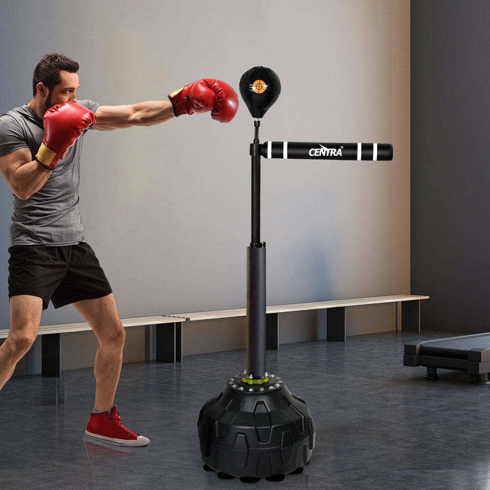 Freestanding Reflex Boxing Bag With 360° Spinning Arm & Speed Ball – Adjustable Height High-Rebound Punch Trainer (Black) Sports Fitness