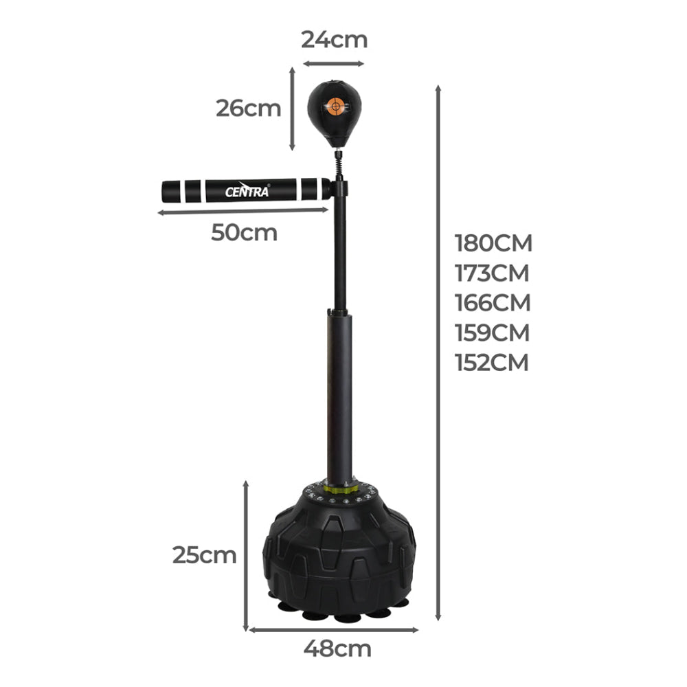 Freestanding Reflex Boxing Bag With 360° Spinning Arm & Speed Ball – Adjustable Height High-Rebound Punch Trainer (Black) Sports Fitness