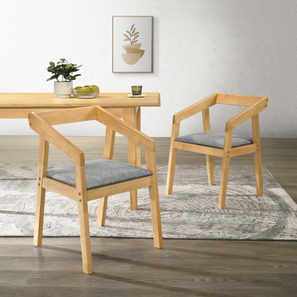 Set Of 2 Nico Fabric Kitchen Dining Chair Armchair Wooden Frame Natural Fast shipping On sale