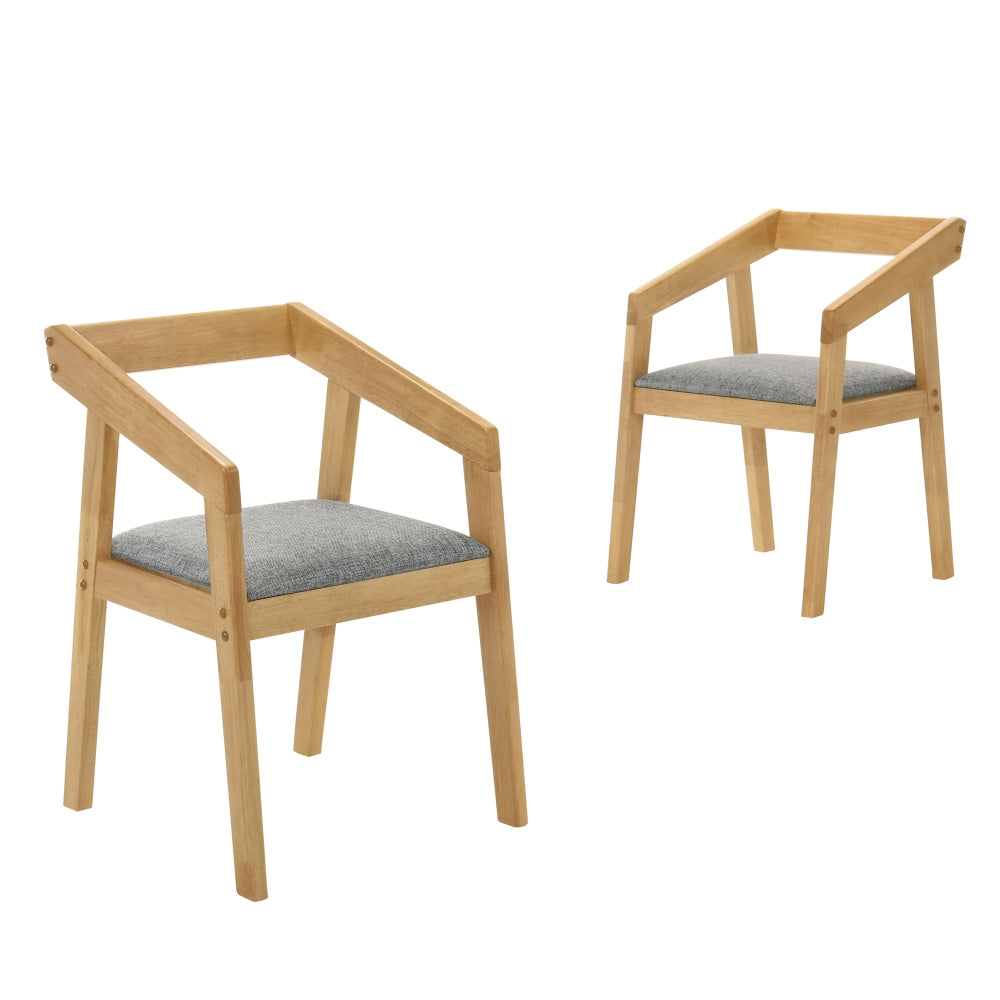 Set Of 2 Nico Fabric Kitchen Dining Chair Armchair Wooden Frame Natural Fast shipping On sale