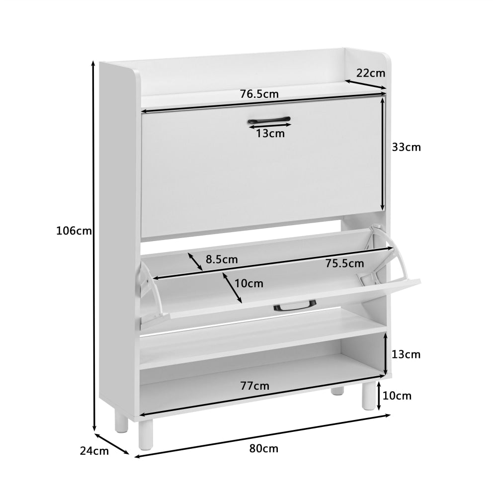 Brax Wooden Shoe Rack Organiser Storage Cabinet 2-Doors White Fast shipping On sale