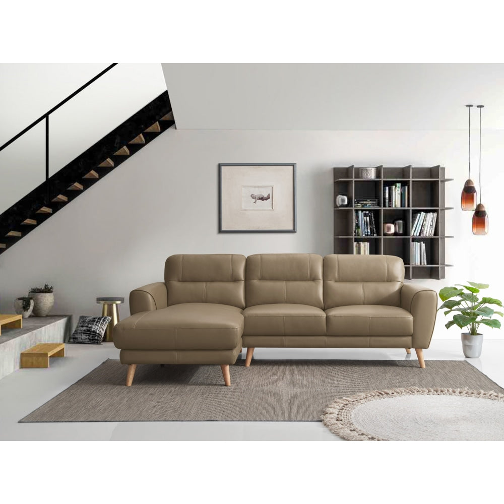 Bremen Modern Luxury Genuine Leather Right Hand Chaise Sofa - Dark Brown Fast shipping On sale