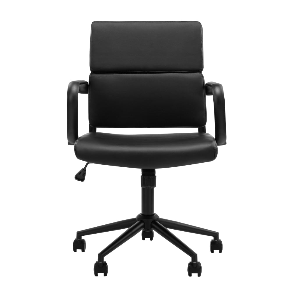 Brody PU Leather Office Computer Task Desk Chair Low Back Arm Rests Black Fast shipping On sale