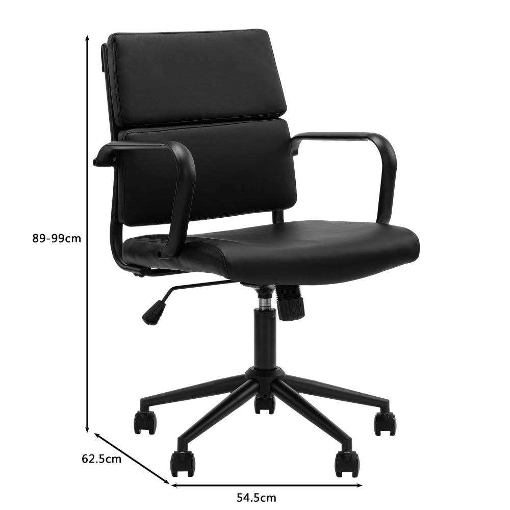 Brody PU Leather Office Computer Task Desk Chair Low Back Arm Rests Black Fast shipping On sale