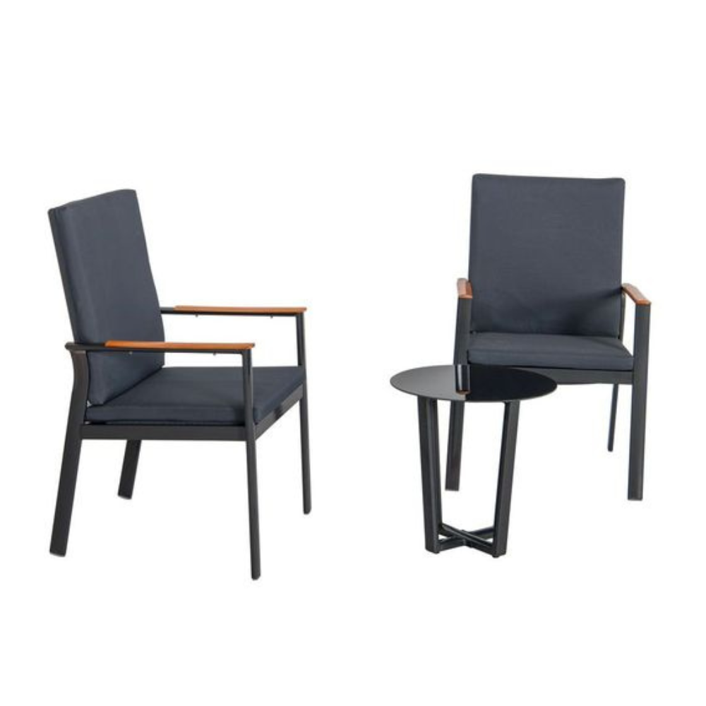 3-Pieces Outdoor Setting Two Chairs & Side Table Set Dark Grey Sets Fast shipping On sale