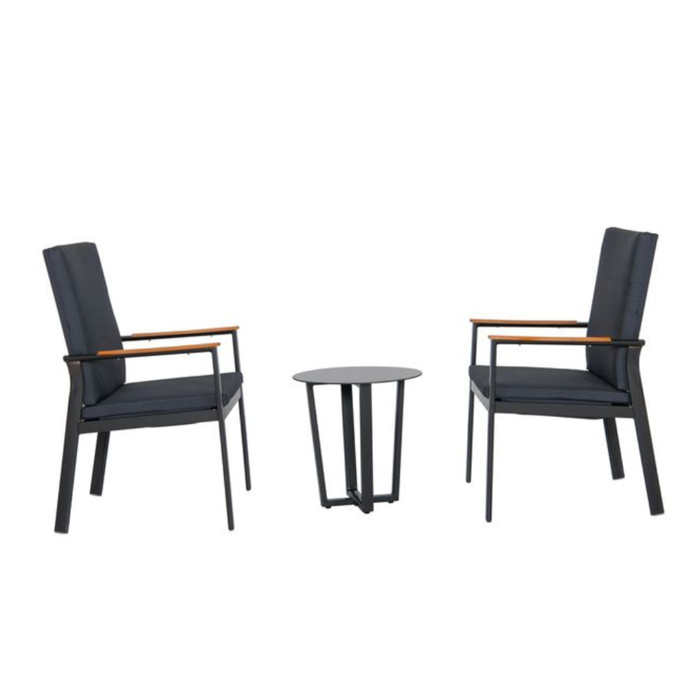 3-Pieces Outdoor Setting Two Chairs & Side Table Set Dark Grey Sets Fast shipping On sale