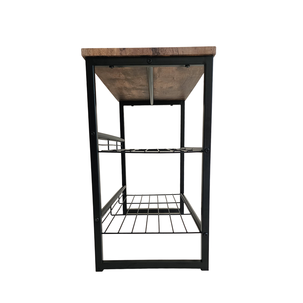 3-Tier Black and Wood Shoe Rack - Compact Carbon Steel Storage Organizer Cabinet Fast shipping On sale