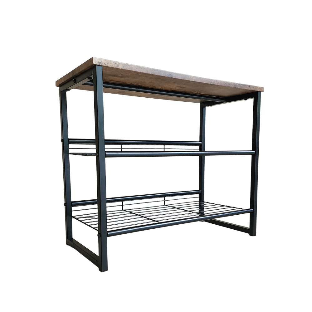 3-Tier Black and Wood Shoe Rack - Compact Carbon Steel Storage Organizer Cabinet Fast shipping On sale