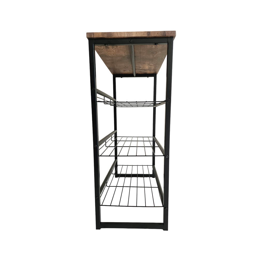 4-Tier Black and Wood Shoe Rack - Modern Carbon Steel Storage Organizer Cabinet Fast shipping On sale