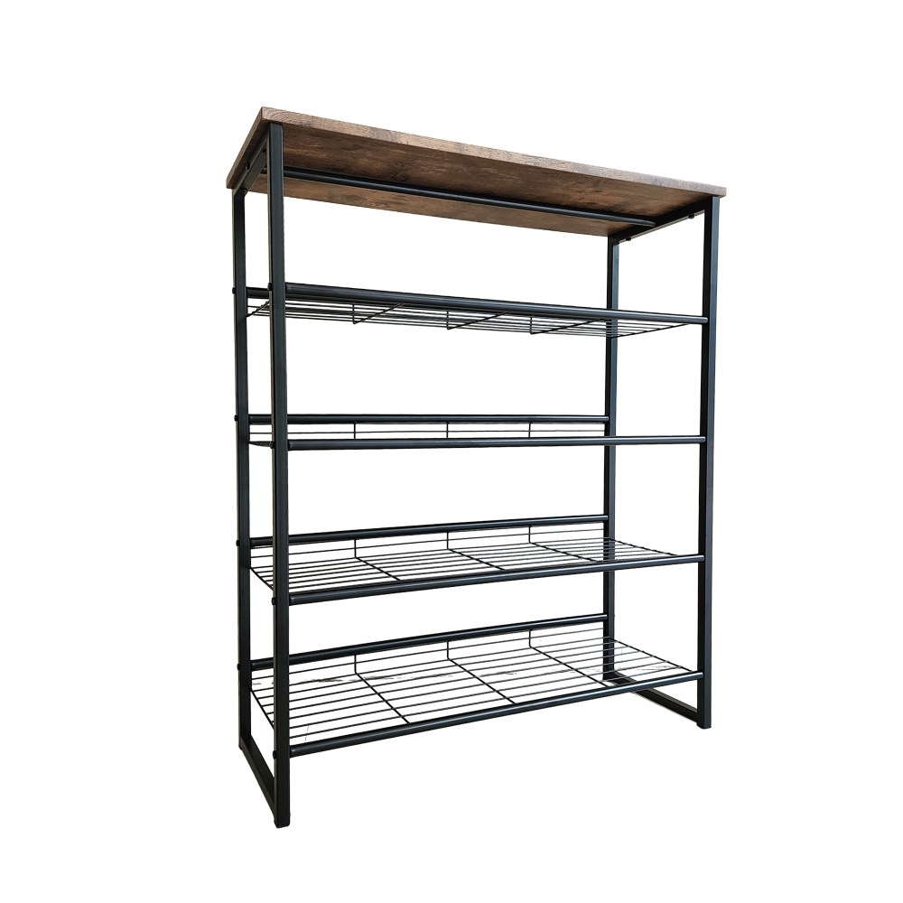 5-Tier Black and Wood Shoe Rack - Modern Carbon Steel Storage Organizer Cabinet Fast shipping On sale