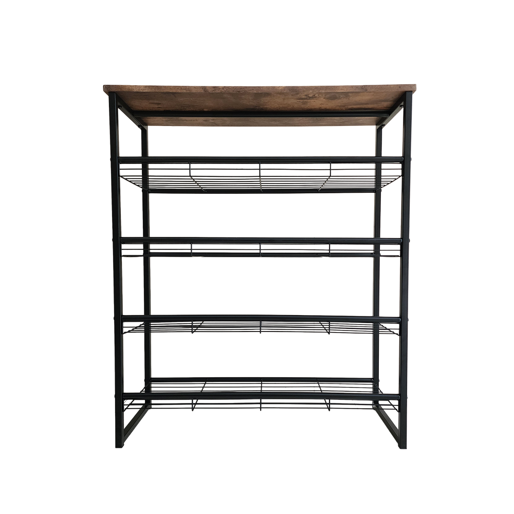5-Tier Black and Wood Shoe Rack - Modern Carbon Steel Storage Organizer Cabinet Fast shipping On sale