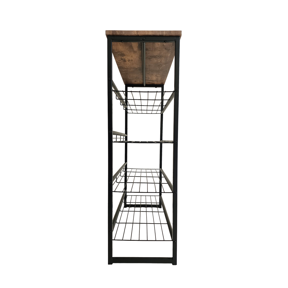 5-Tier Black and Wood Shoe Rack - Modern Carbon Steel Storage Organizer Cabinet Fast shipping On sale