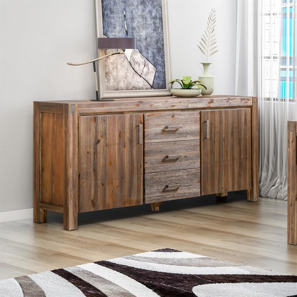Buffet Sideboard in Chocolate Colour Constructed with Solid Acacia Wooden Frame Storage Cabinet Drawers & Unit Fast shipping On sale