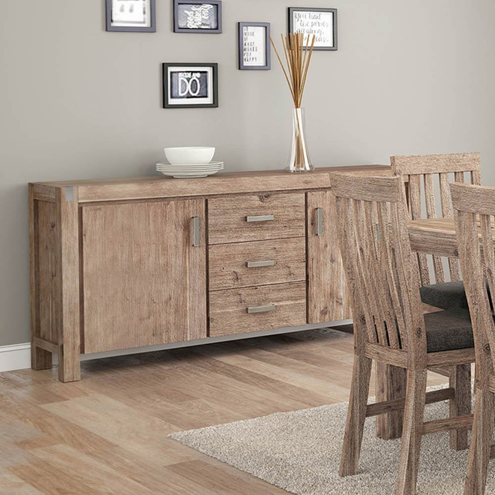 Buffet Sideboard in Oak Colour Constructed with Solid Acacia Wooden Frame Storage Cabinet Drawers & Unit Fast shipping On sale