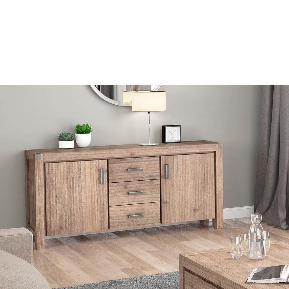 Buffet Sideboard in Oak Colour Constructed with Solid Acacia Wooden Frame Storage Cabinet Drawers & Unit Fast shipping On sale