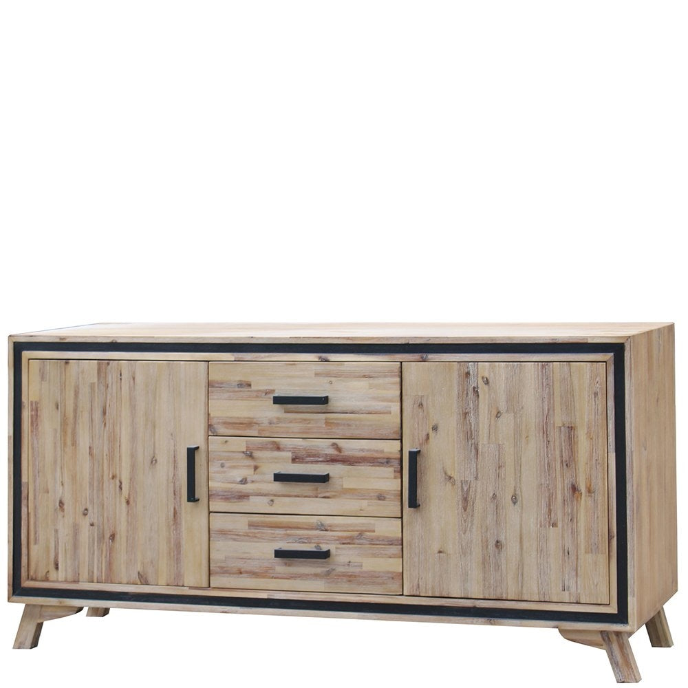 Buffet Sideboard in Silver Brush Colour with Solid Acacia & Veneer Wooden Frame Storage Cabinet Drawers Unit Fast shipping On sale