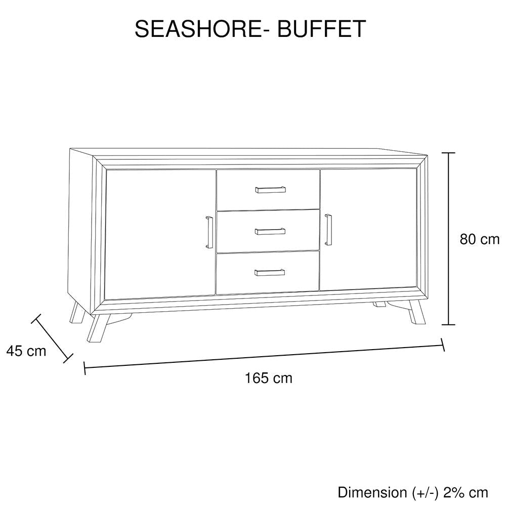 Buffet Sideboard in Silver Brush Colour with Solid Acacia & Veneer Wooden Frame Storage Cabinet Drawers Unit Fast shipping On sale