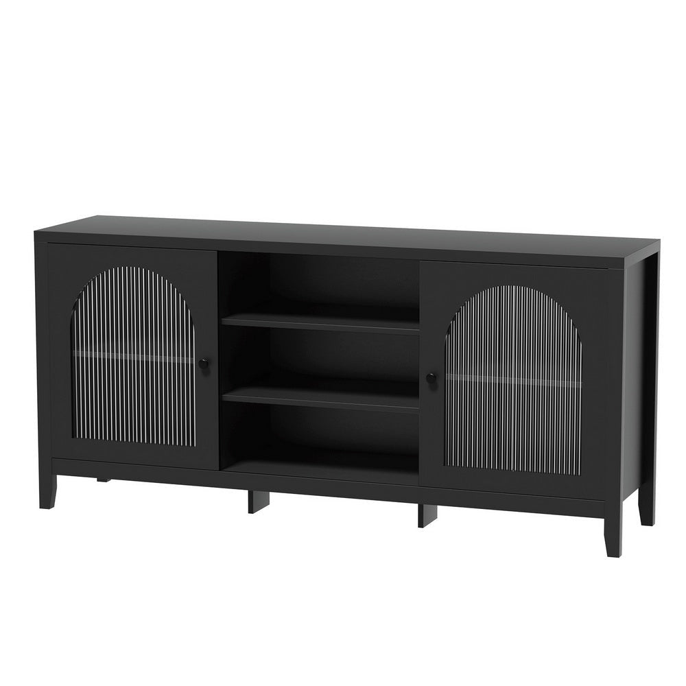 Buffet Unit Sideboard Storage Shelves Double Doors - Black & Fast shipping On sale