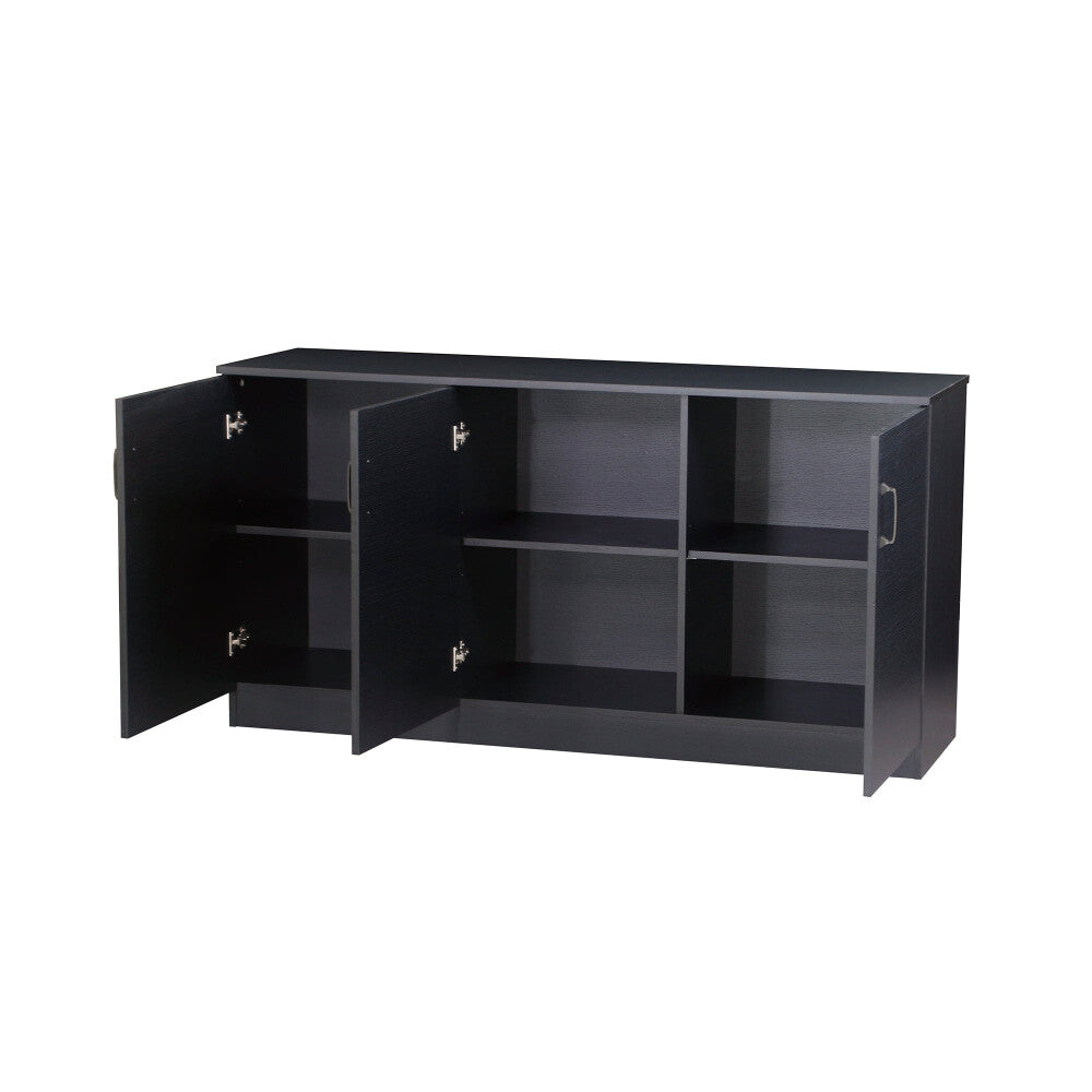 Dallas Large Wooden 3-Door Sideboard Buffet Unit Storage Cabinet Black Oak & Fast shipping On sale