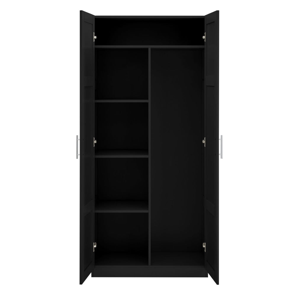 Caddo Modern 2-Doors Tall Broom Cupboard 5-Tier Storage Cabinet Black Fast shipping On sale