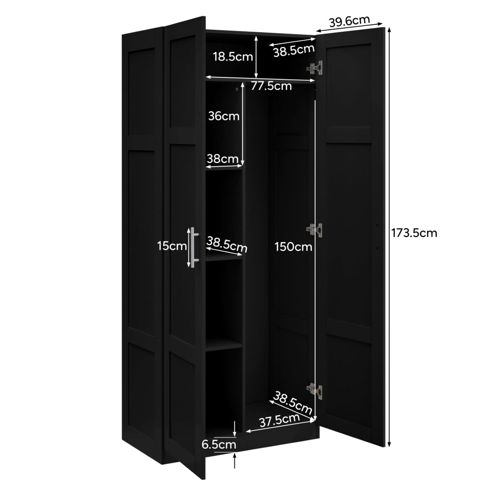 Caddo Modern 2-Doors Tall Broom Cupboard 5-Tier Storage Cabinet Black Fast shipping On sale