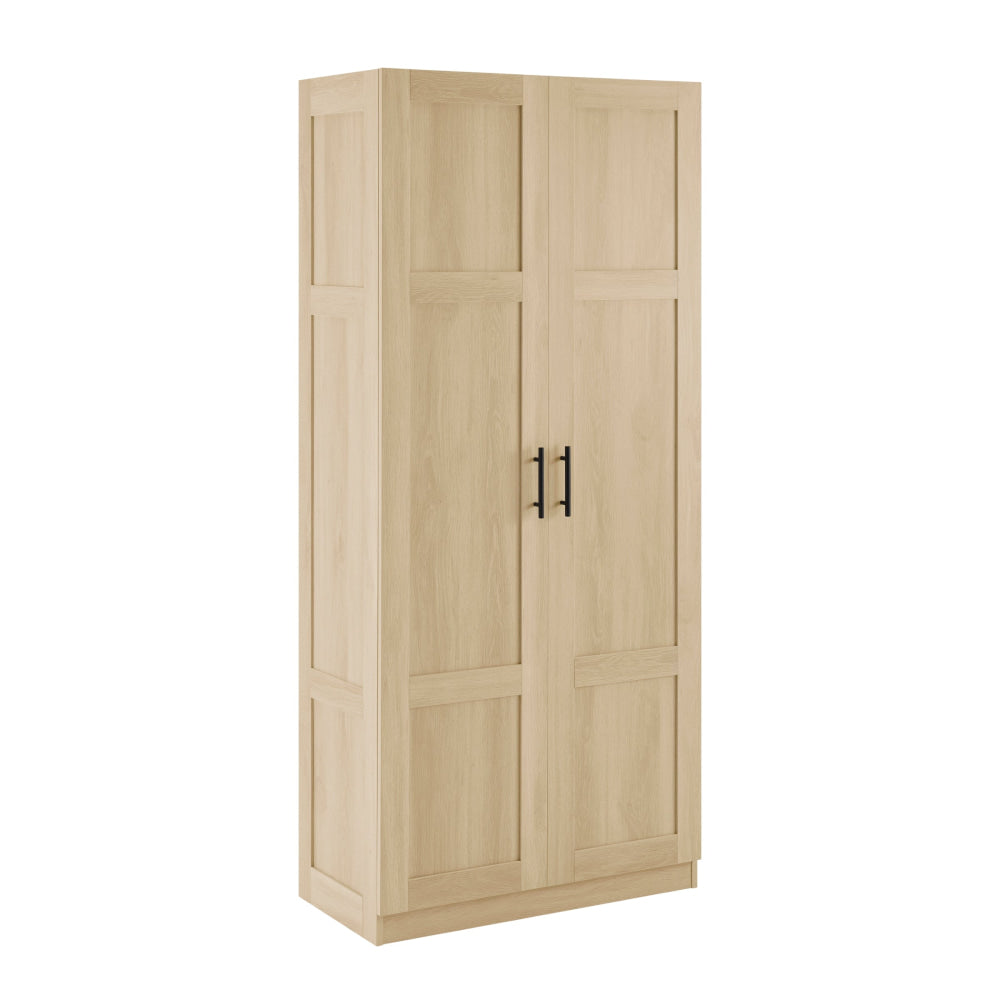 Caddo Modern 2-Doors Tall Broom Cupboard 5-Tier Storage Cabinet Oak Fast shipping On sale