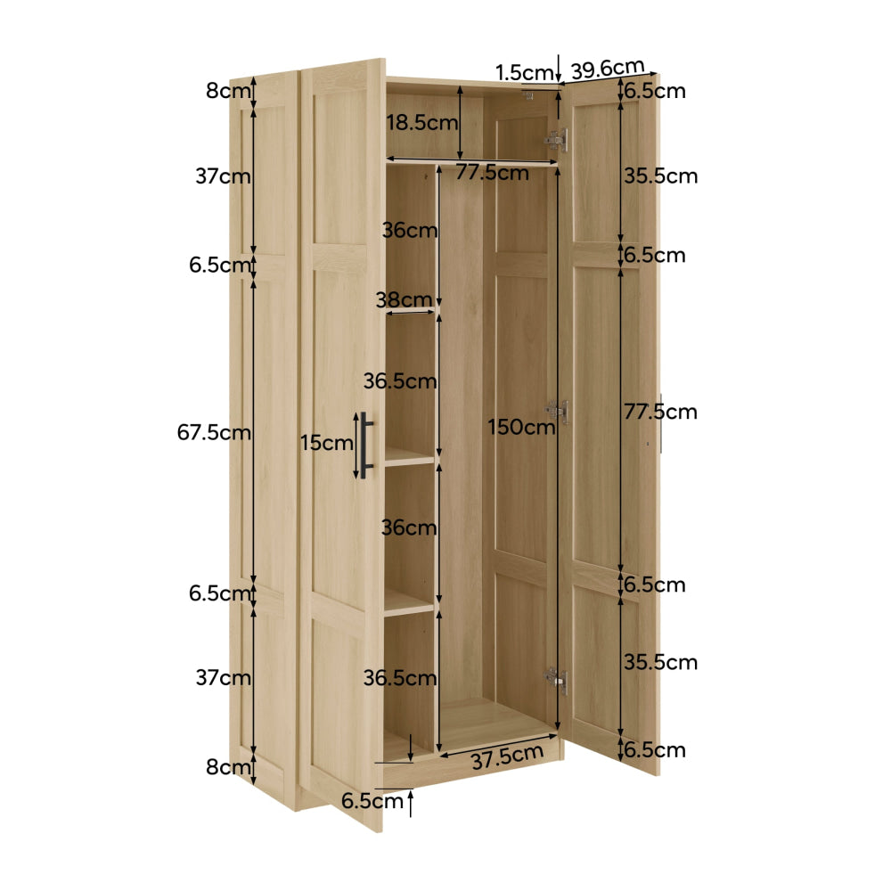 Caddo Modern 2-Doors Tall Broom Cupboard 5-Tier Storage Cabinet Oak Fast shipping On sale