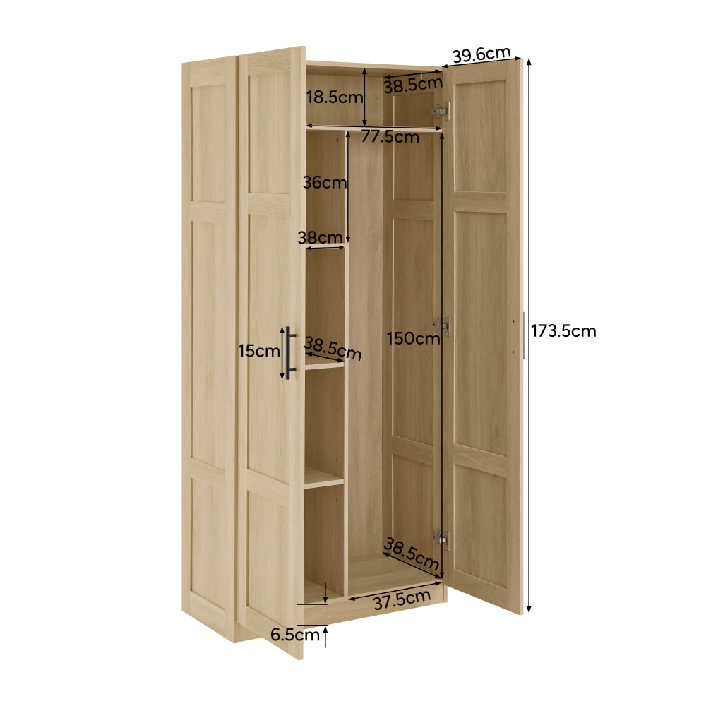 Caddo Modern 2-Doors Tall Broom Cupboard 5-Tier Storage Cabinet Oak Fast shipping On sale