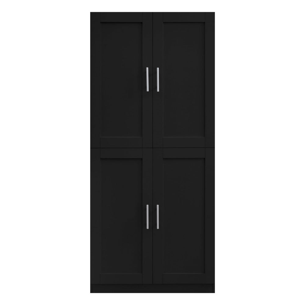 Caddo Modern 4-Doors Split Tall Cupboard 6-Tier Storage Cabinet Black Fast shipping On sale