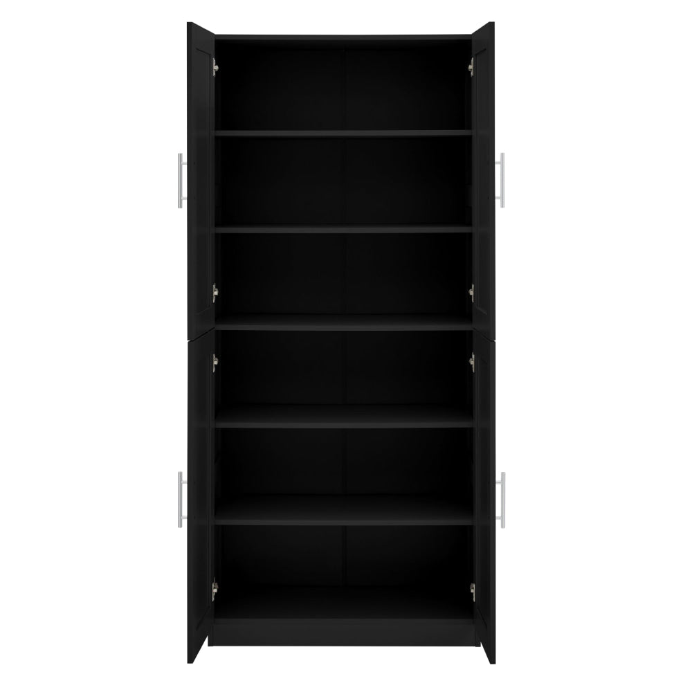 Caddo Modern 4-Doors Split Tall Cupboard 6-Tier Storage Cabinet Black Fast shipping On sale