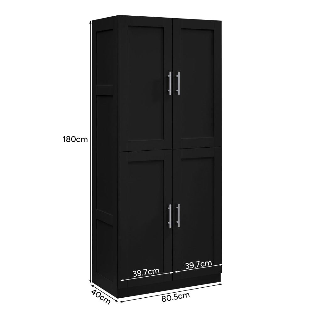 Caddo Modern 4-Doors Split Tall Cupboard 6-Tier Storage Cabinet Black Fast shipping On sale