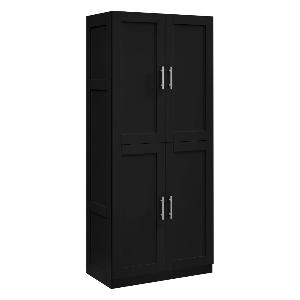 Caddo Modern 4-Doors Split Tall Cupboard 6-Tier Storage Cabinet Black Fast shipping On sale