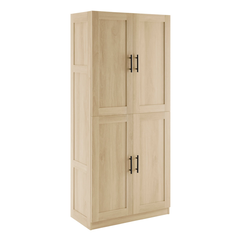 Caddo Modern 4-Doors Split Tall Cupboard 6-Tier Storage Cabinet Oak Fast shipping On sale