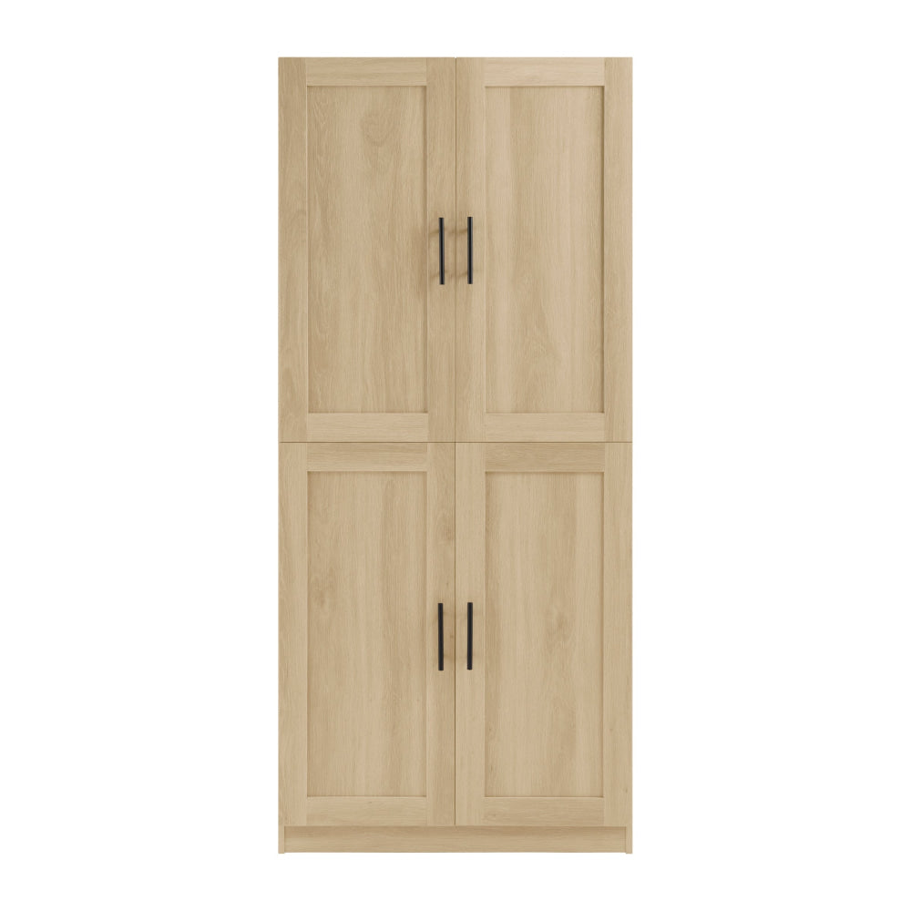 Caddo Modern 4-Doors Split Tall Cupboard 6-Tier Storage Cabinet Oak Fast shipping On sale