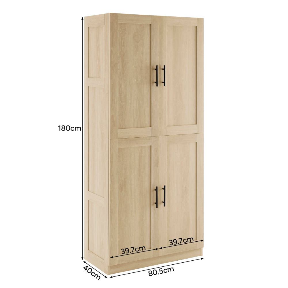 Caddo Modern 4-Doors Split Tall Cupboard 6-Tier Storage Cabinet Oak Fast shipping On sale