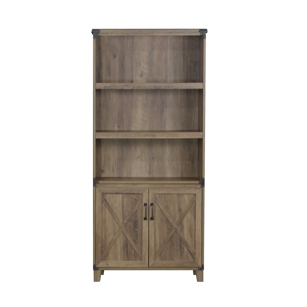 Cairo 5-Tier Bookcase Shelf Bookshelves Storage Cabinet W/ Doors- Rustic Oak Fast shipping On sale