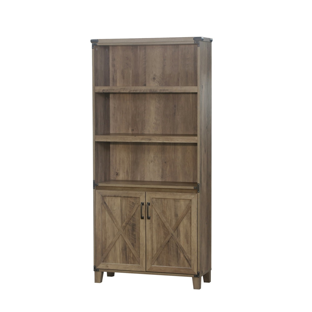 Cairo 5-Tier Bookcase Shelf Bookshelves Storage Cabinet W/ Doors- Rustic Oak Fast shipping On sale