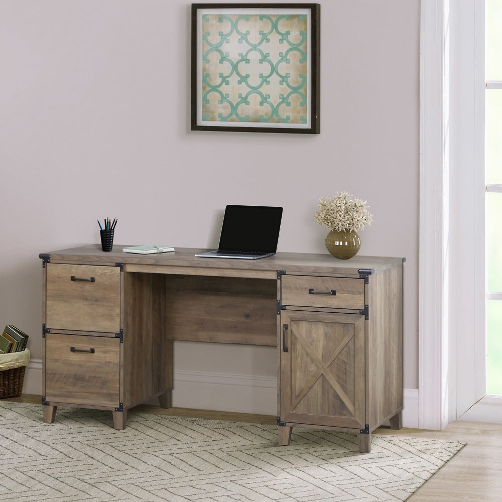 Cairo Executive Straight Corner Computer Study Home Office Desk - Rustic Oak Fast shipping On sale