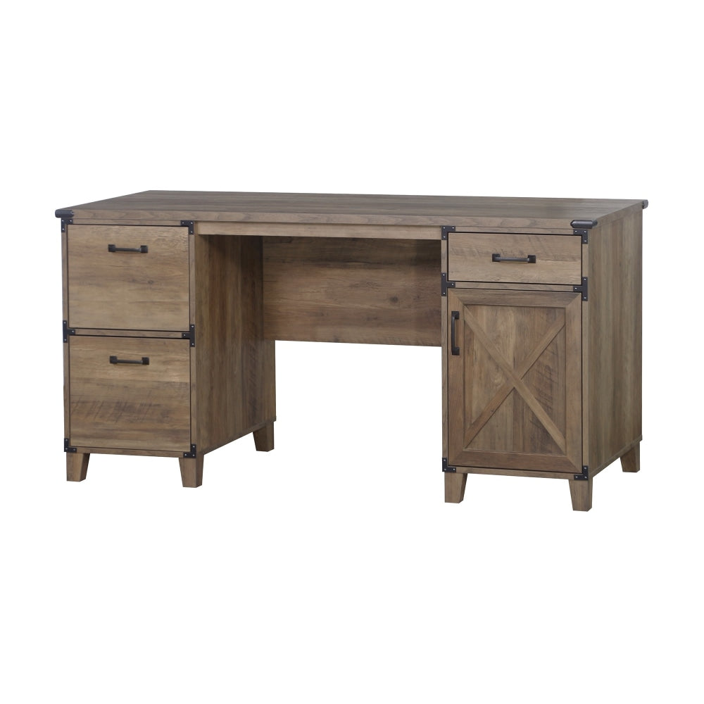 Cairo Executive Straight Corner Computer Study Home Office Desk - Rustic Oak Fast shipping On sale