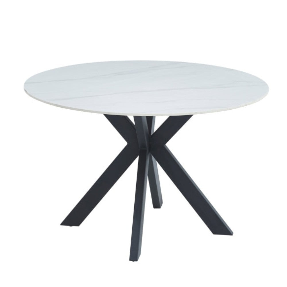 Callian Ceramic Marble Look Round Kitchen Dining Table 120cm - Snow White Fast shipping On sale