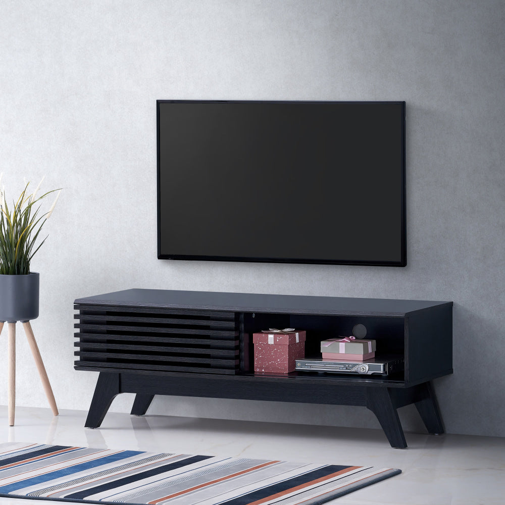 Camille Wooden Lowline Entertainment Unit TV Stand 120cm 1-Door Black Fast shipping On sale