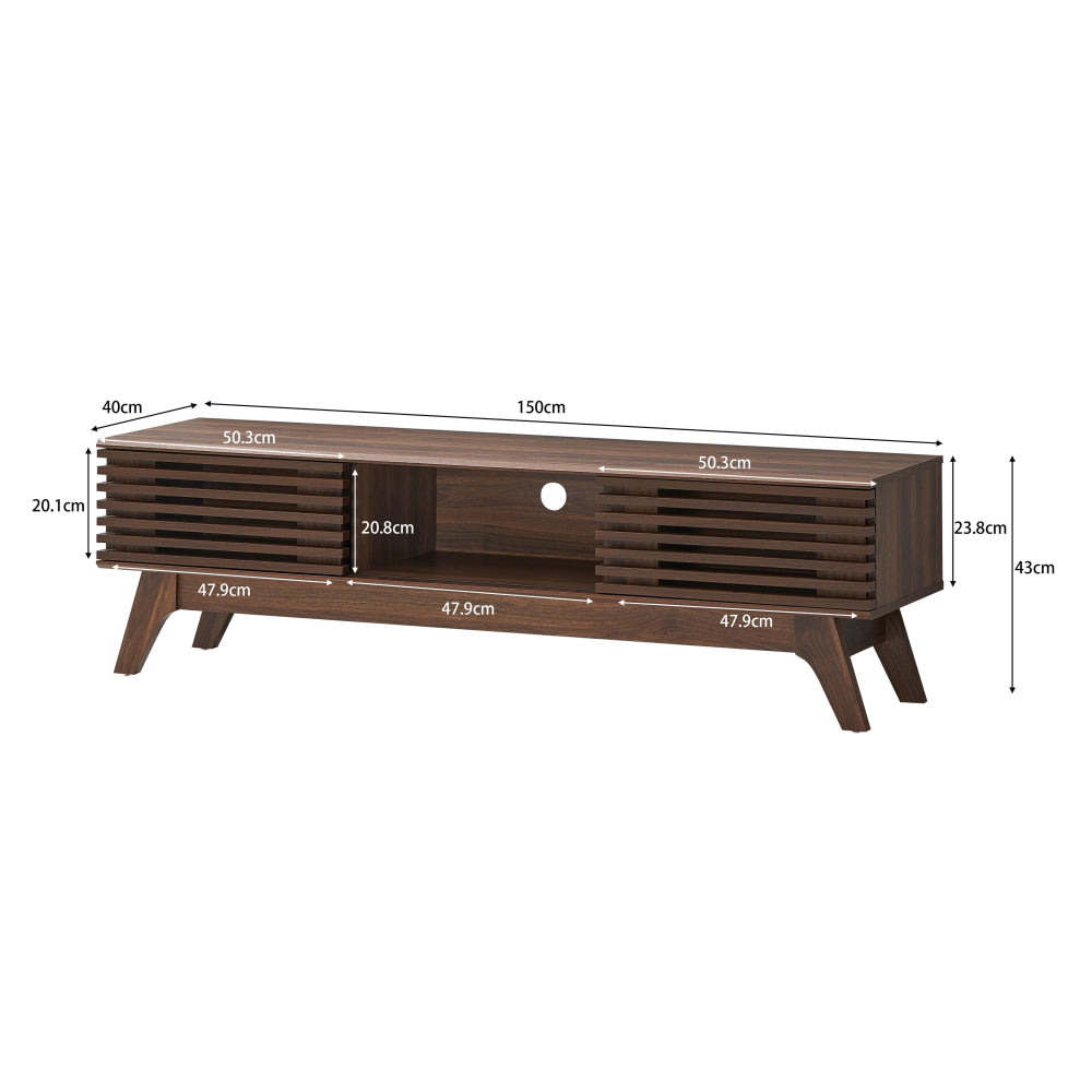 Camille Wooden Lowline Entertainment Unit TV Stand 150cm - Walnut Fast shipping On sale