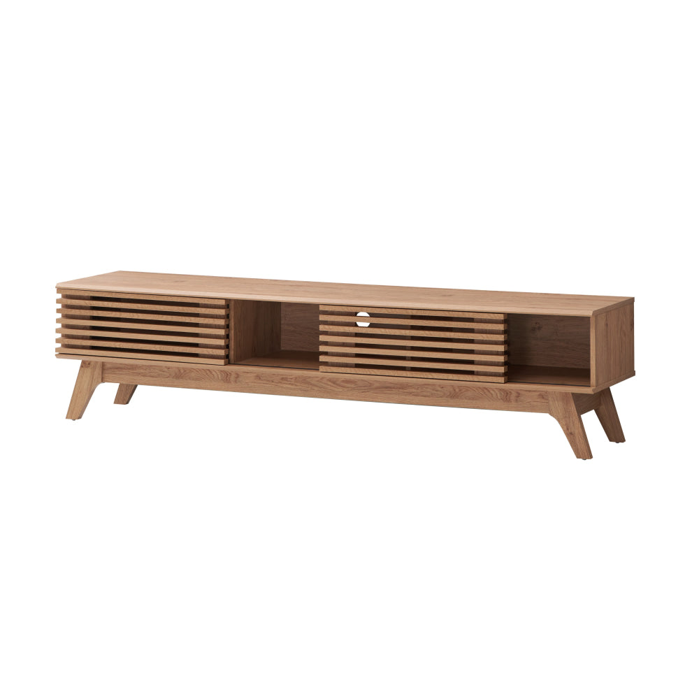 Camille Wooden Lowline Entertainment Unit TV Stand 180cm W/ 2-Doors - Oak Fast shipping On sale