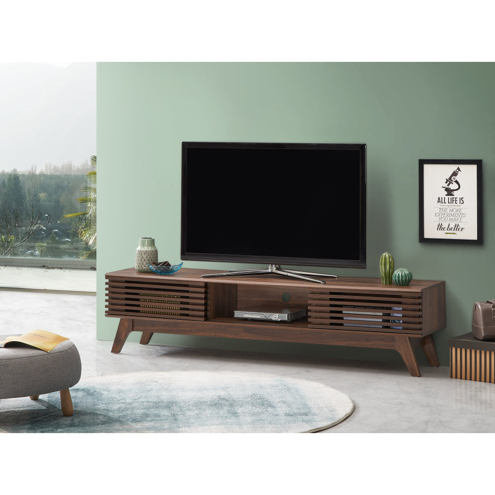 Camille Wooden Lowline Entertainment Unit TV Stand 180cm W/ 2-Doors - Walnut Fast shipping On sale