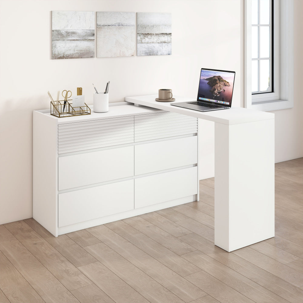 Caspian Large Retractable Chest Of 6-Drawers Dresser Storage Cabinet White Drawers Fast shipping On sale