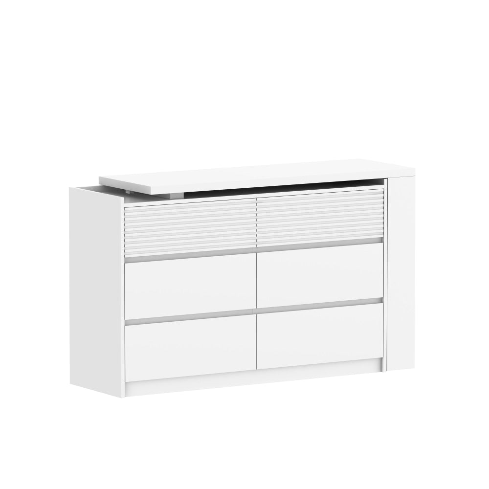 Caspian Large Retractable Chest Of 6-Drawers Dresser Storage Cabinet White Drawers Fast shipping On sale