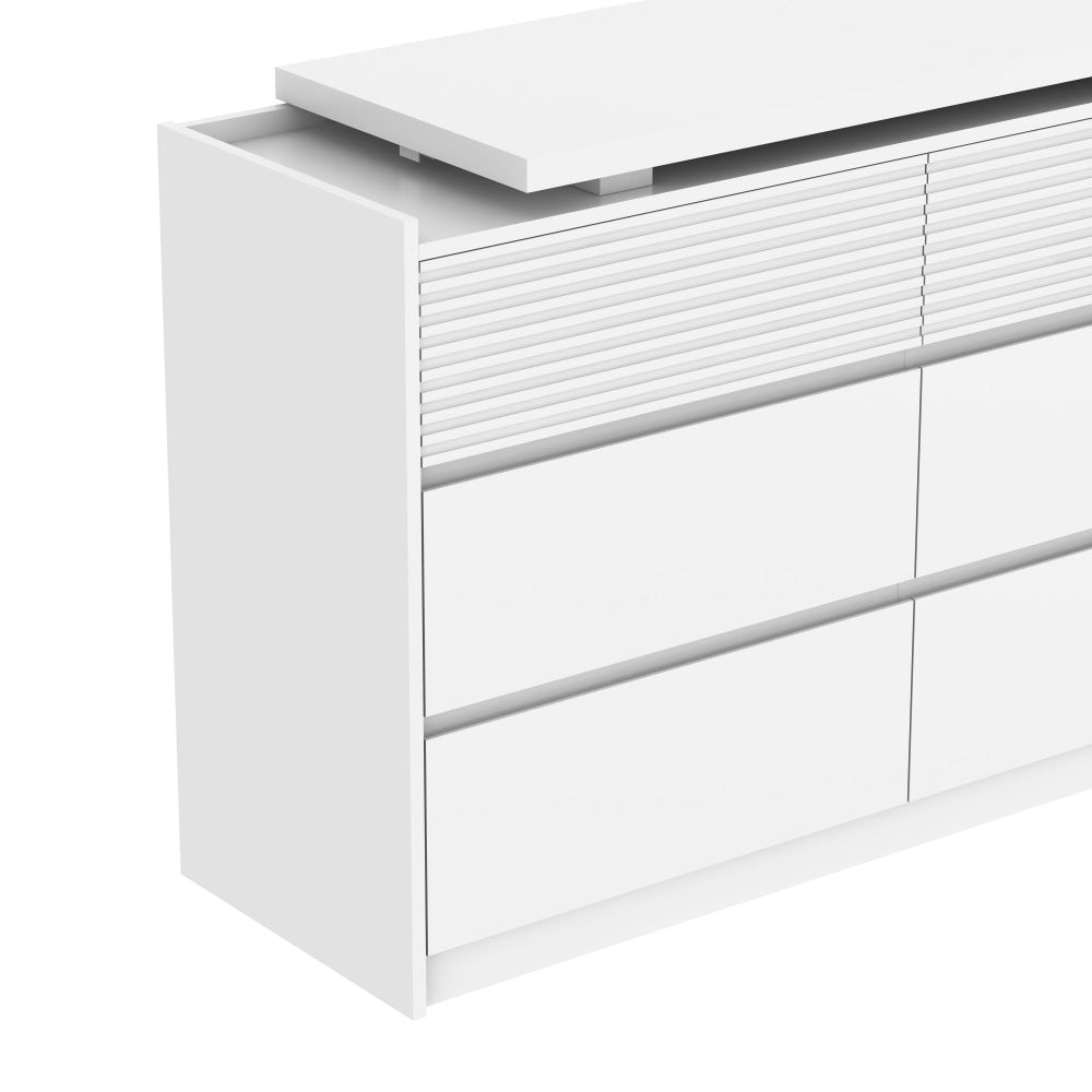 Caspian Large Retractable Chest Of 6-Drawers Dresser Storage Cabinet White Drawers Fast shipping On sale