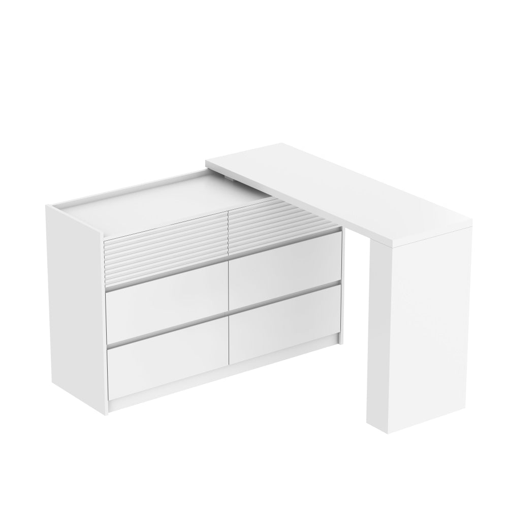 Caspian Large Retractable Chest Of 6-Drawers Dresser Storage Cabinet White Drawers Fast shipping On sale