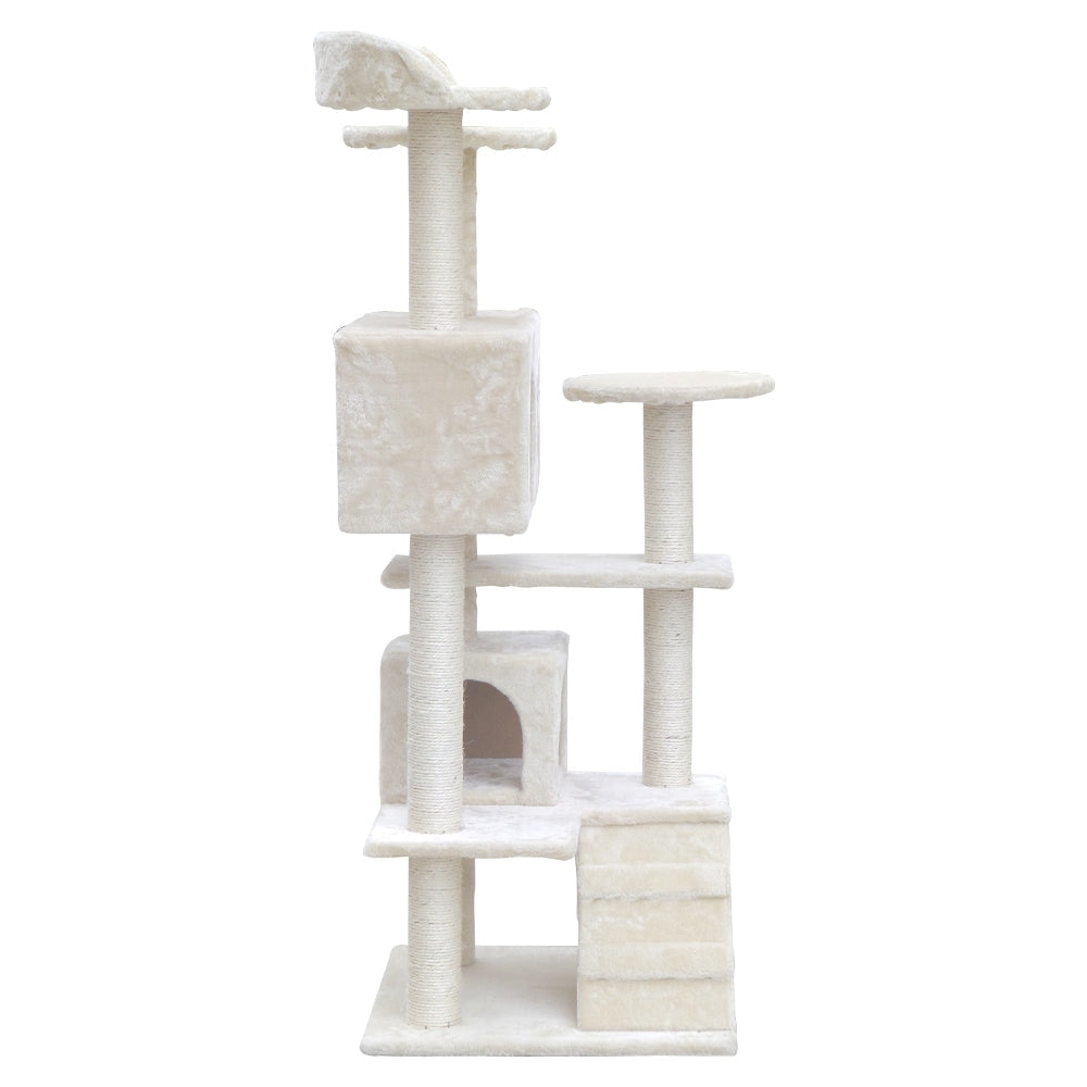Cat Tree 134cm Trees Scratching Post Scratcher Tower Condo House Furniture Wood Beige Supplies Fast shipping On sale