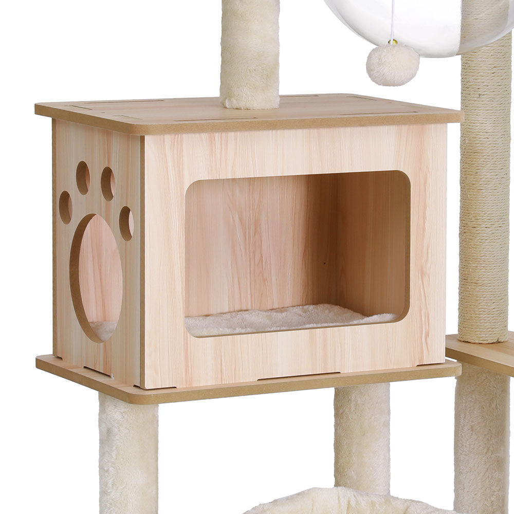 Cat Tree Tower Scratching Post Scratcher 142cm Wood Bed Condo House Cares Fast shipping On sale